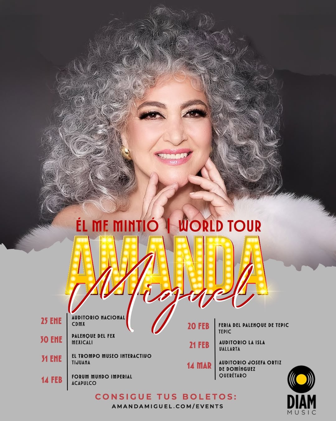 Amanda Miguel Él Me Mintió World Tour Poster 2026